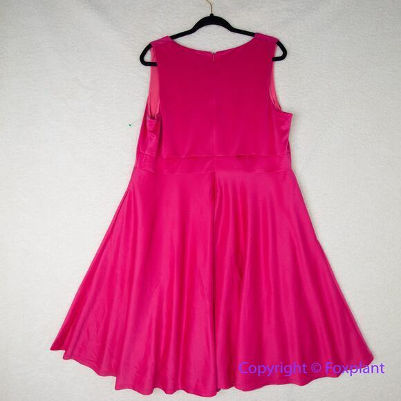 Hutch Barbiecore hot pink sleeveless fit and flare scuba dress, size 1X - Picture 9 of 16